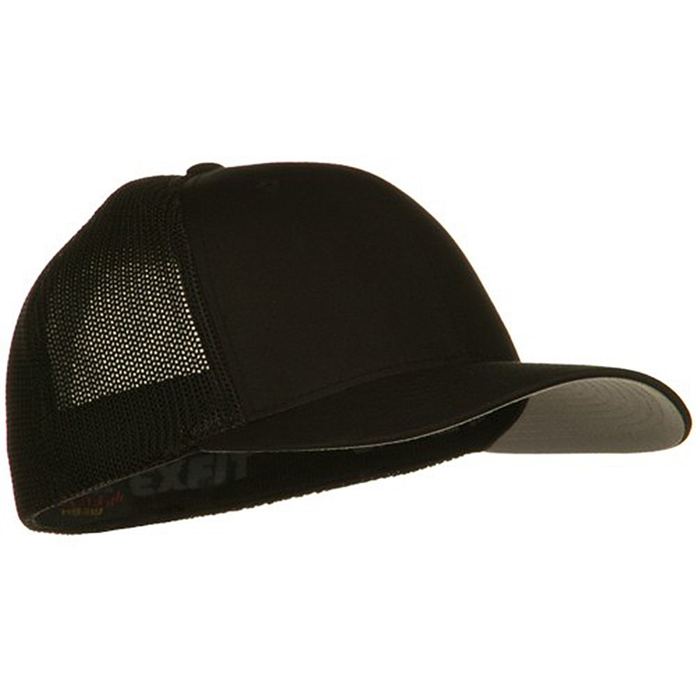 6 Panel Trucker Flexible Cap - Black at Amazon Men's